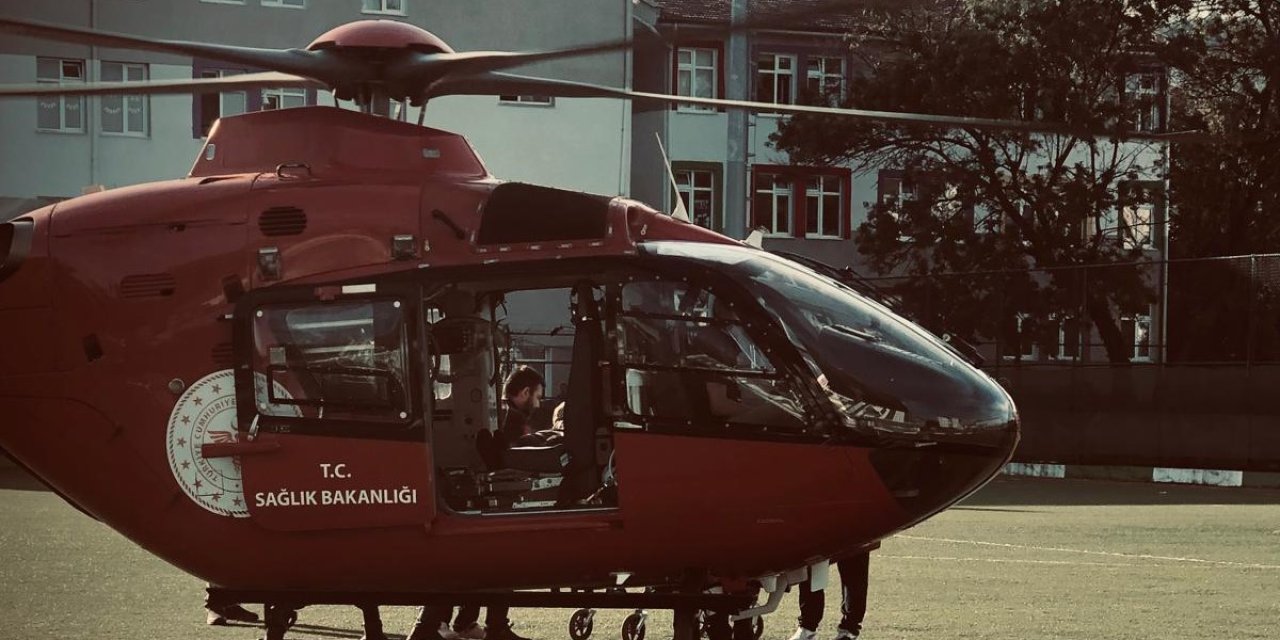 Ambulans helikopterle müdahale edildi