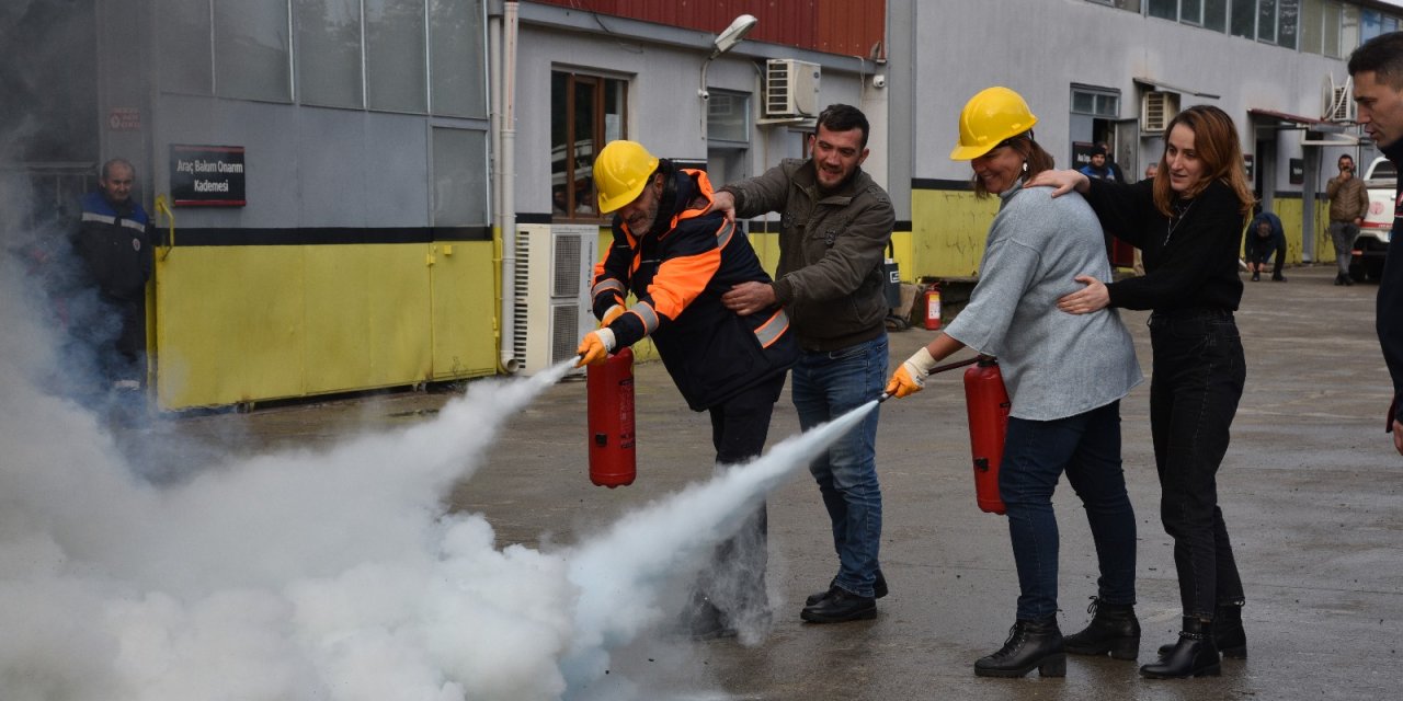 Atakum'da yangın tatbikatı yapıldı