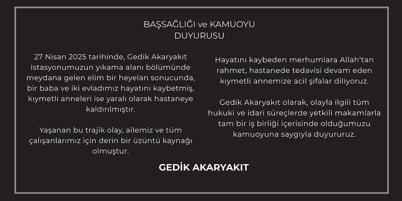 Gedik Akaryakıt Duyuru
