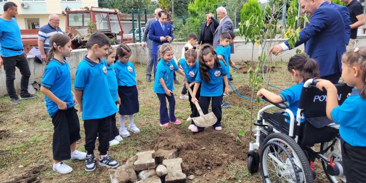 Samsun'da minik öğrenciler fidan dikti