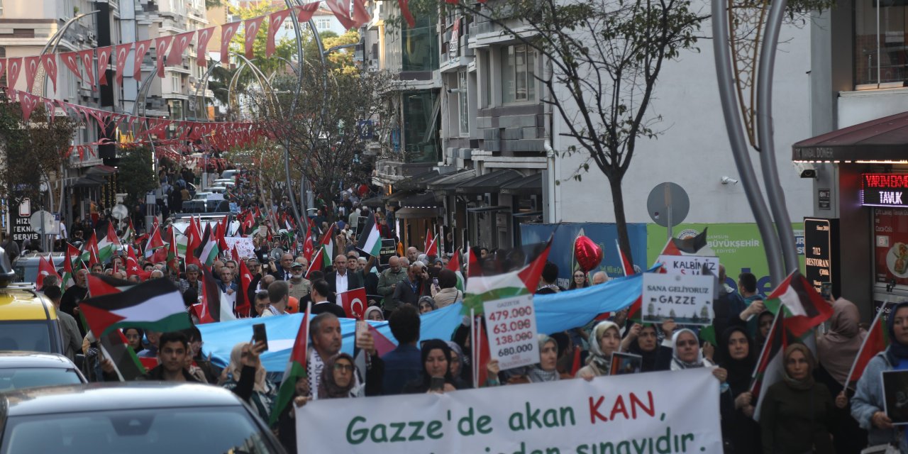 Samsun'da Filistin yürüyüşü düzenlendi