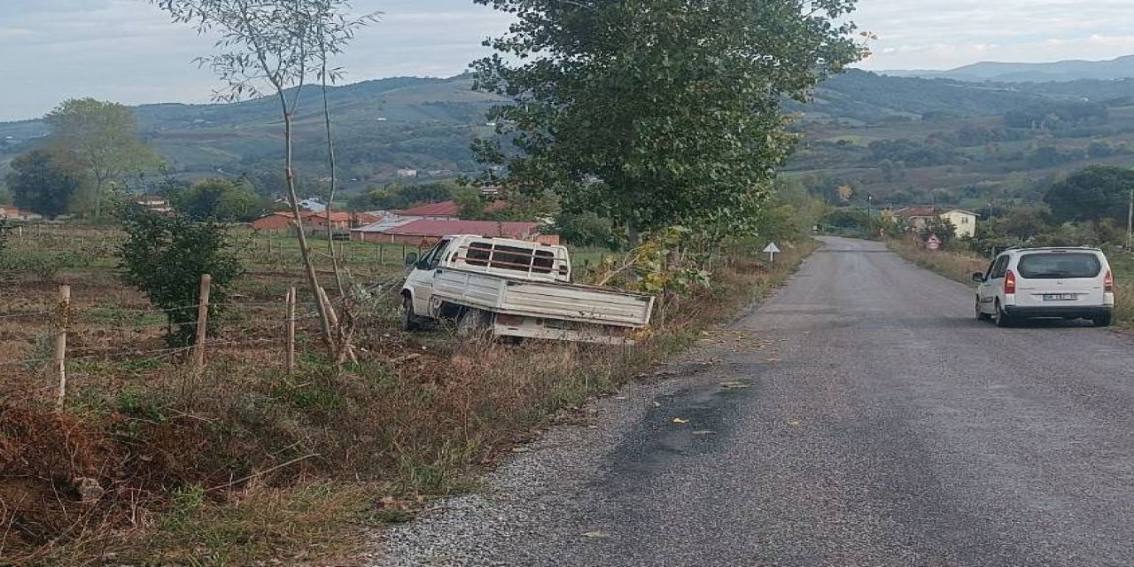Bahçe çitine çarpan kamyonetin sürücüsü yaralandı