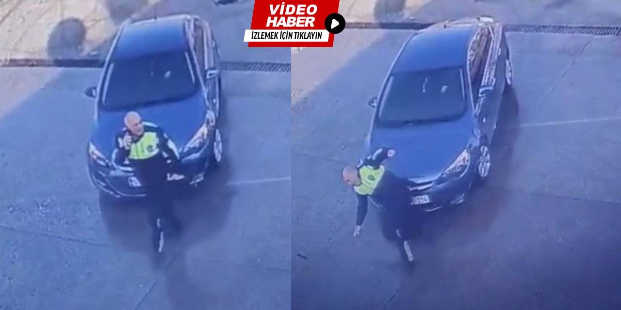 Otomobil trafik polisine çarptı