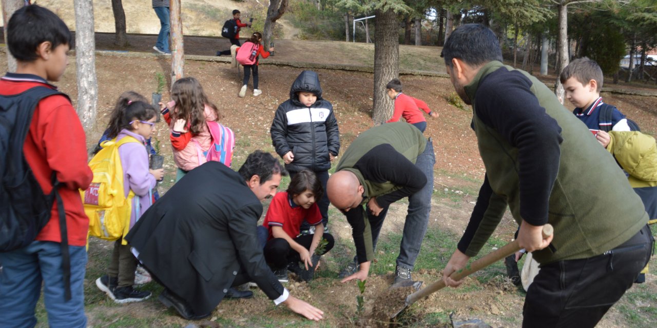 Havza'da okul öğrencilerine fidan dağıtıldı