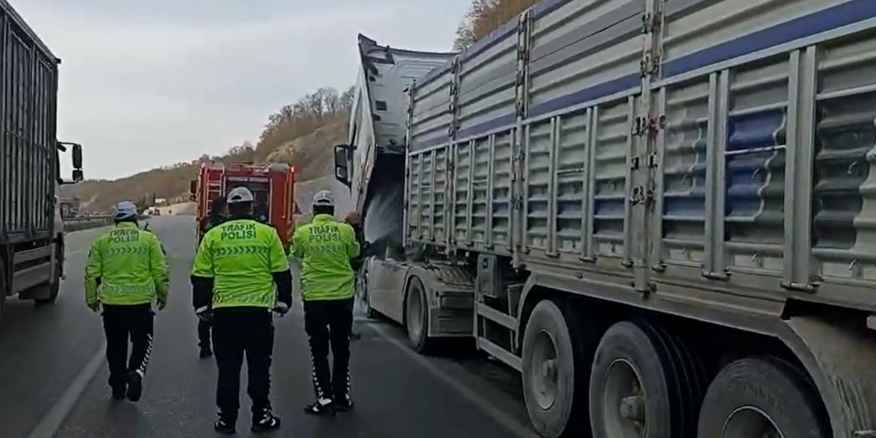 Polis, tırda çıkan yangına müdahale etti