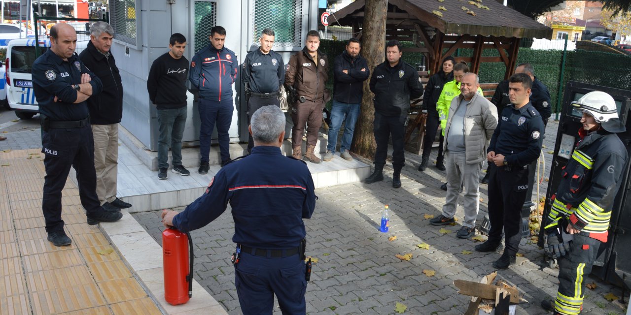 Emniyet personeline yangına ilk müdahale eğitimi verildi