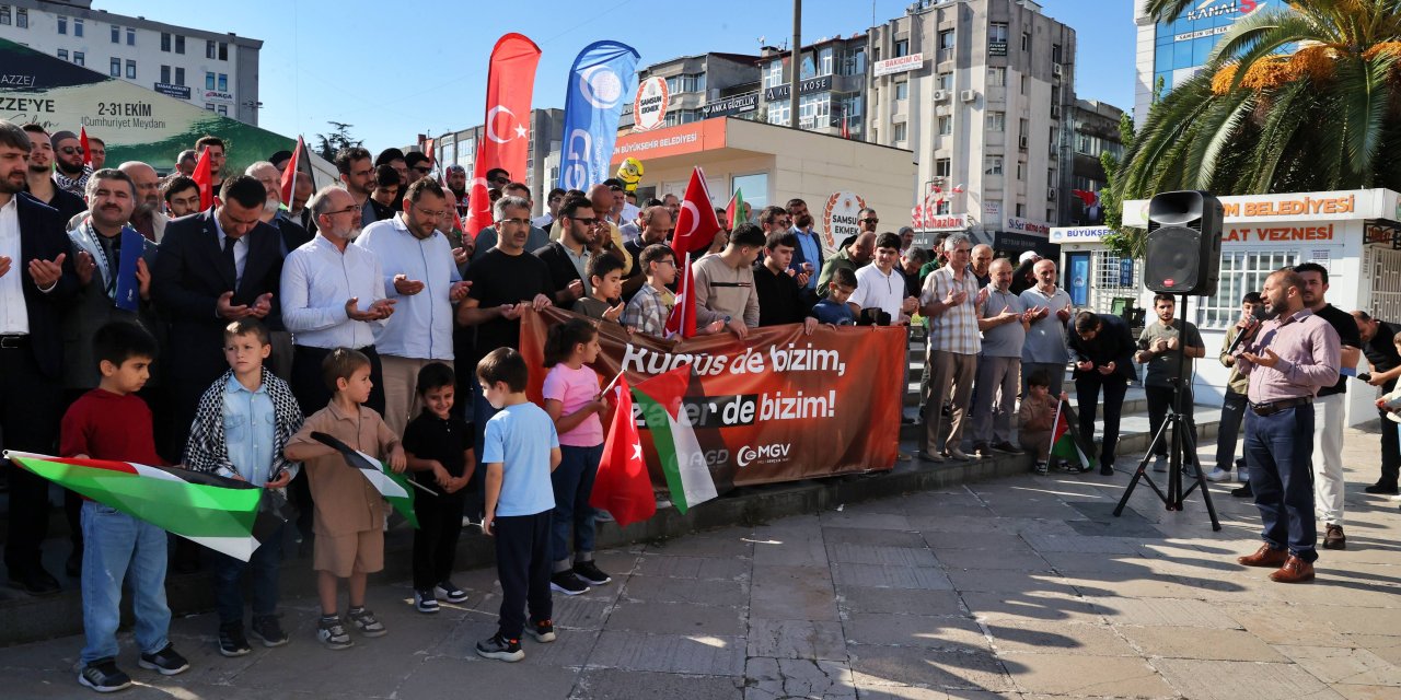 Gazze'de uygulanan soykırım Samsun'da protesto edildi