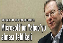 Google: Microsoftun Yahooyu alması tehlikeli