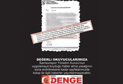 Samsunsporda SANSÜR!