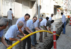 İlk boruyu Başkan Şahin attı