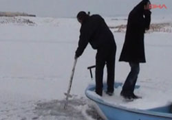 SORGUNDA ALABALIK ve SAZAN BALIĞININ ÜRETİLDİĞİ MÜKREMİN GÖLETİ DE DONDU