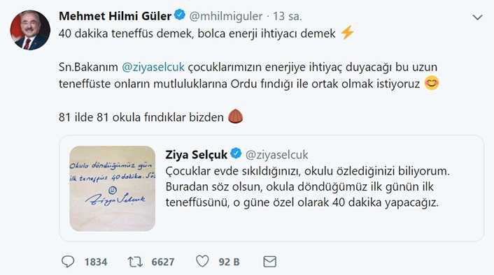 81 İLDEKİ 81 OKULA FINDIK GÖNDERİLDİ