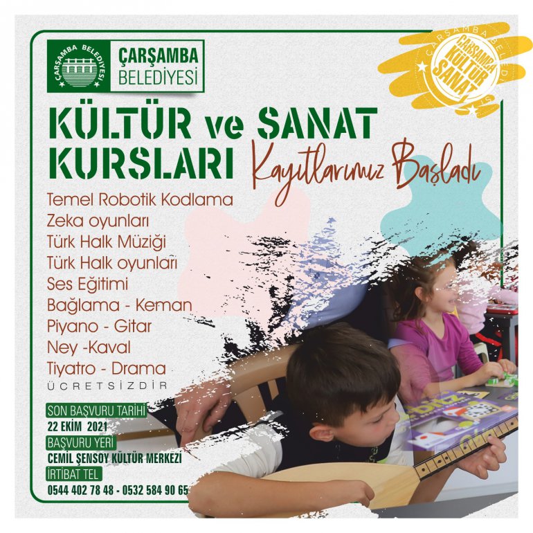 KÜLTÜR SANAT KURSLARI İÇİN KAYITLAR BAŞLADI